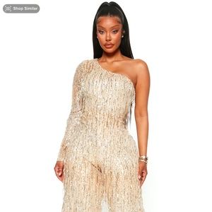 NWT Fashion Nova Gold Jumpsuit